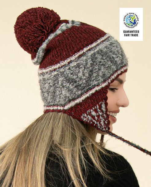 Super Warm, Soft Alpaca Chullo Hat - Traditional Peruvian Earflaps Hat | Inka Arts