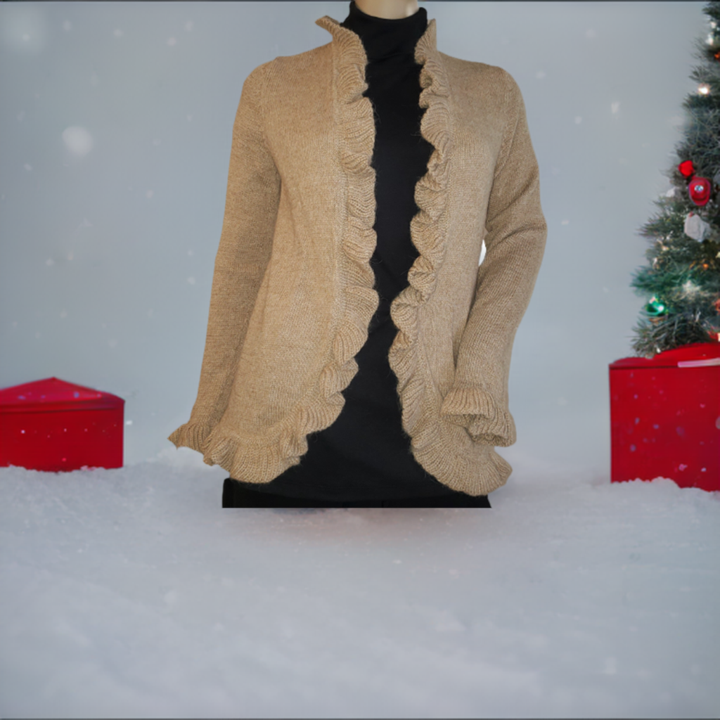 Alpaca Elegant Women's Sweater/Shrug Cardigan with Ruffles