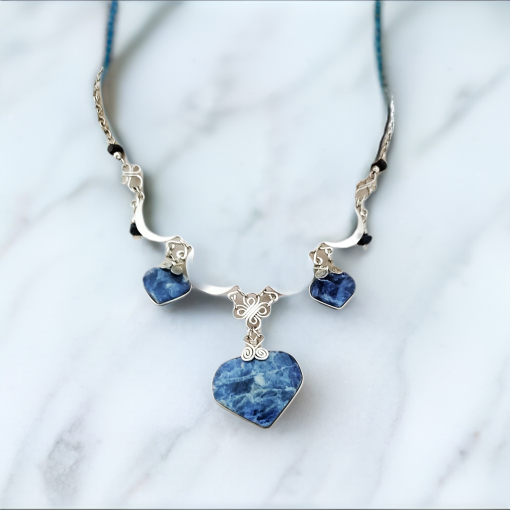 Handcrafted Necklaces Set with Natural Stone-SODALITE