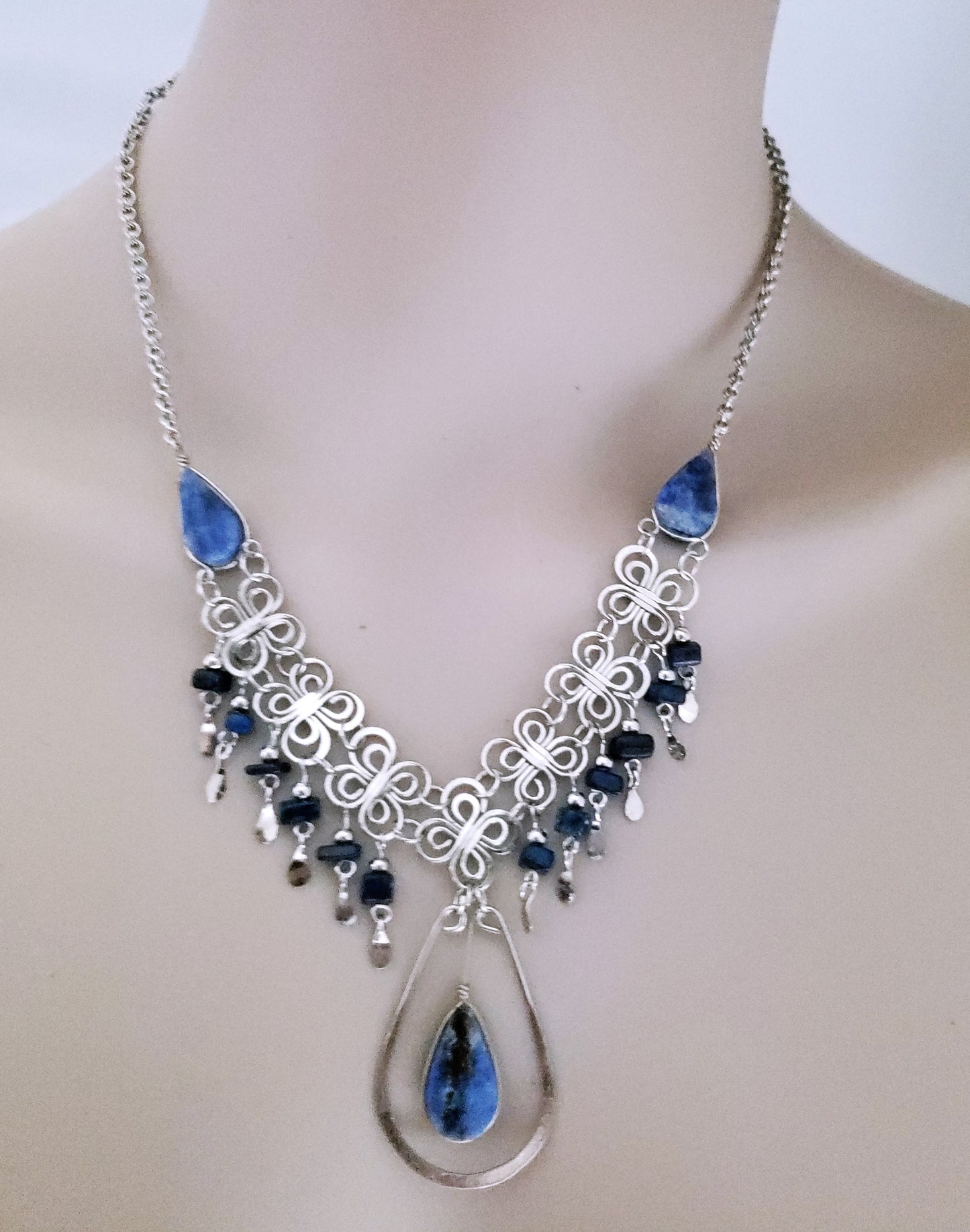 Handcrafted Necklaces Set with Natural Stone-SODALITE