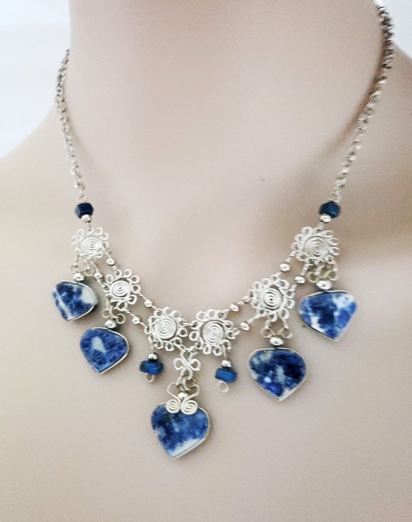 Handcrafted Necklaces Set with Natural Stone-SODALITE