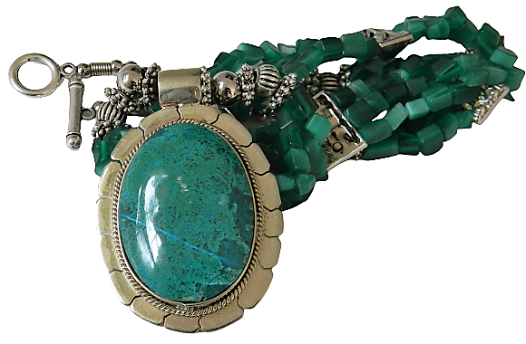 Handcrafted Turquoise Necklaces with Natural Stone-Chrysocolla