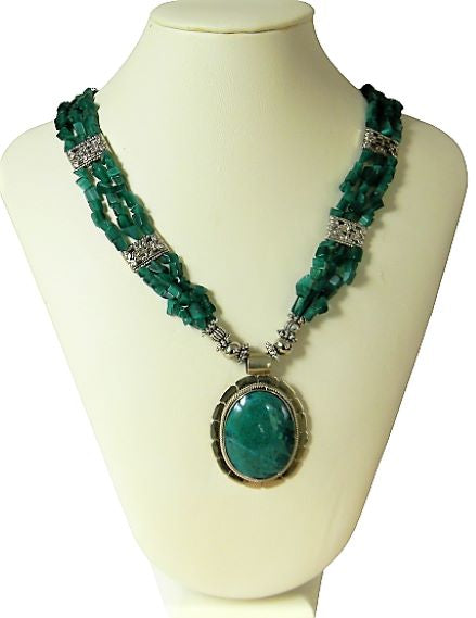 Handcrafted Turquoise Necklaces with Natural Stone-Chrysocolla