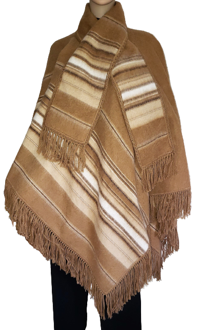 Luxury Unisex Alpaca Poncho blend, Cape Long with Scarf