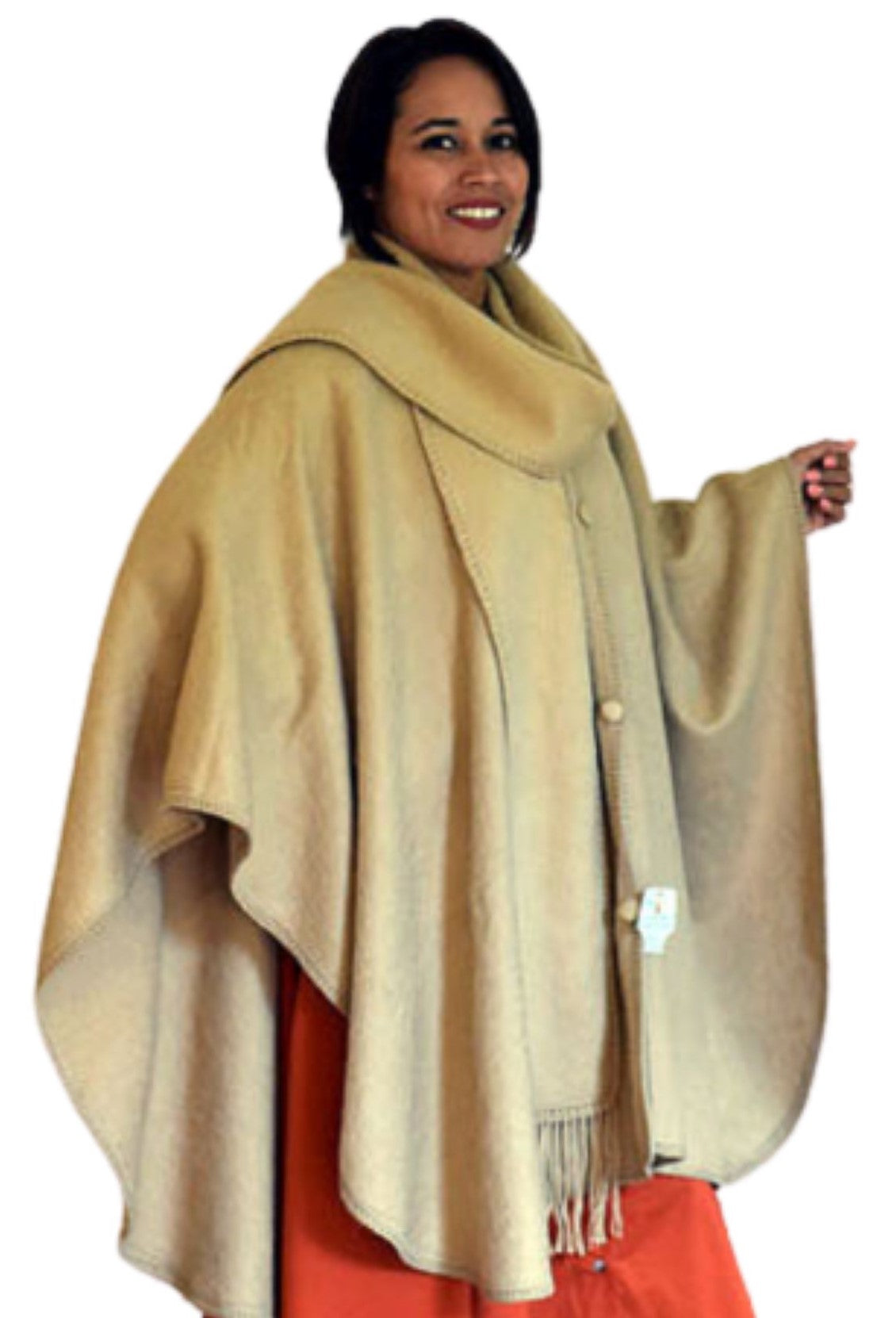 Soft Alpaca Poncho Blend, Cape Short with Scarf