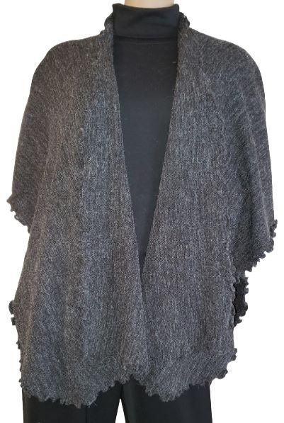 Alpaca Ruana - Cape - Waps with Soft Waves 'Reversible