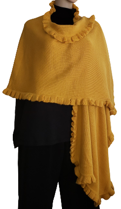 Alpaca Ruana, Cape with Ruffles-Warm & Extravagant Reversible