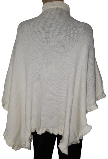 Alpaca Ruana, Cape with Ruffles-Warm & Extravagant Reversible