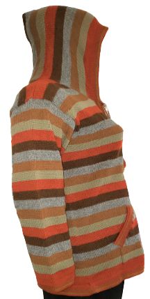 Alpaca Unisex Hoodie Full Zip Stripe Sweater