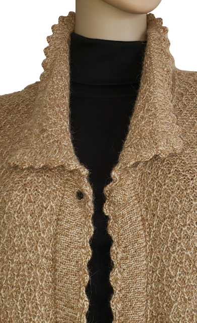 Alpaca Coat- Cardigan Knitted Honeycomb Cloak Long