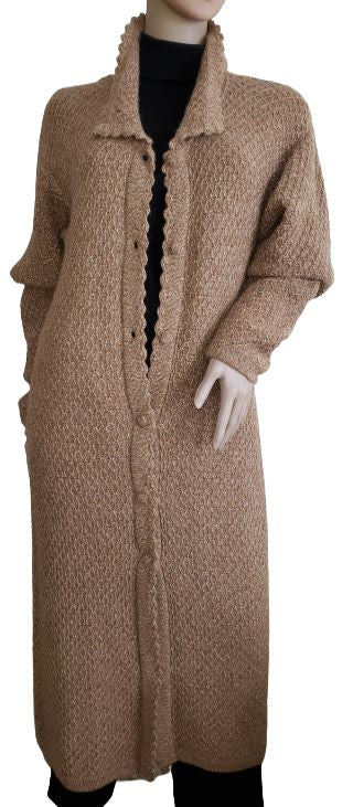 Alpaca Coat- Cardigan Knitted Honeycomb Cloak Long