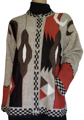 Cream Women's Alpaca Button Cardigan Sweater, 'NAZCA LINES SWEATER