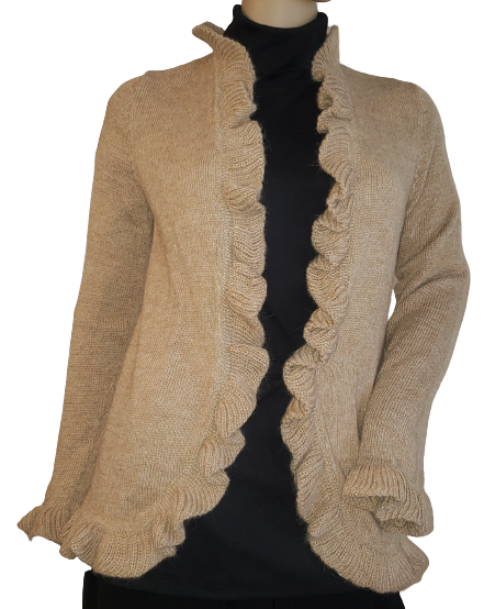 Alpaca Elegant Women s Sweater Shrug Cardigan with Ruffles Inka