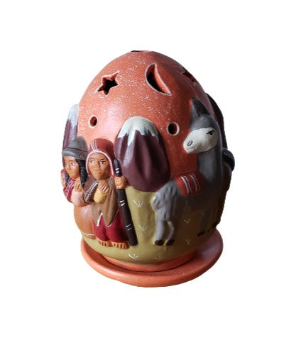 Peruvian Hand Made Folk Art -Nativity Candle Holder- Mountain