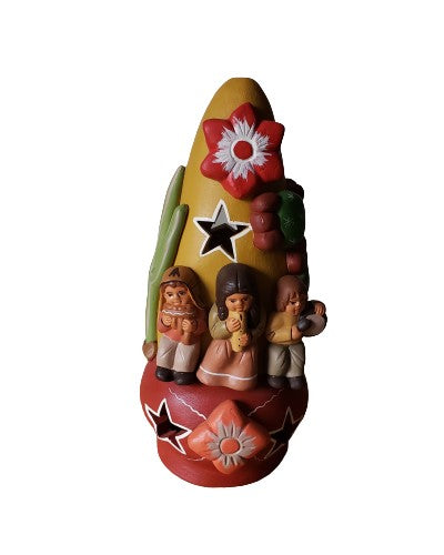 Peruvian Hand Made Ceramic Folk Art -ANDES CANDLE HOLDER