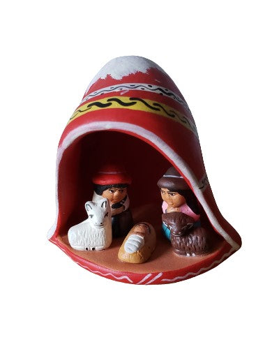 Peruvian Hand Made Chullo Nativity - Red