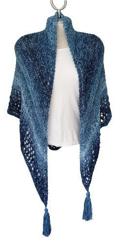 Alpaca Blended Hand Knitted Wraps/Shawls -SKY BLUE
