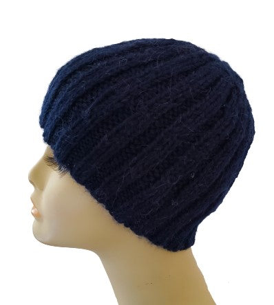 Alpaca Blended Hand Knitted Hats - Navy Blue