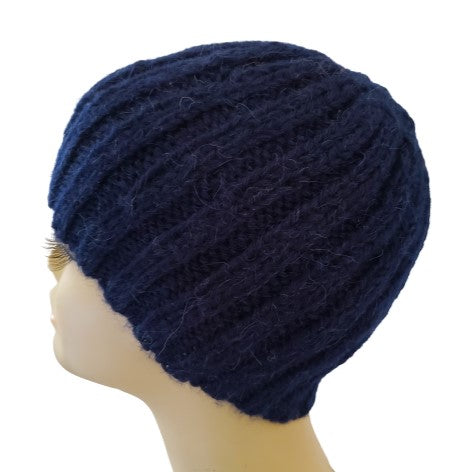 Alpaca Blended Hand Knitted Hats - Navy Blue