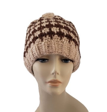 Alpaca Hand Knitted Hats -Brown & Natural