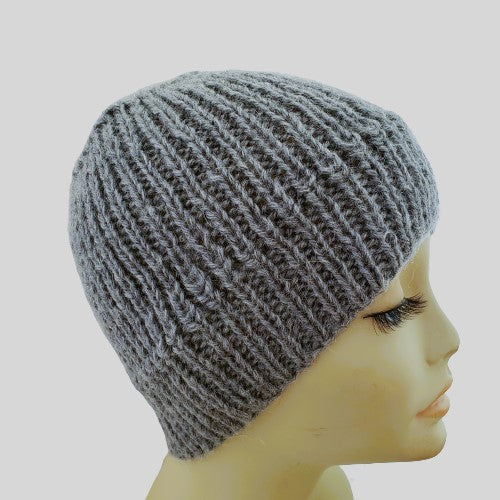 Alpaca Blended Hand Knitted Hats - Light Grey- UNISEX