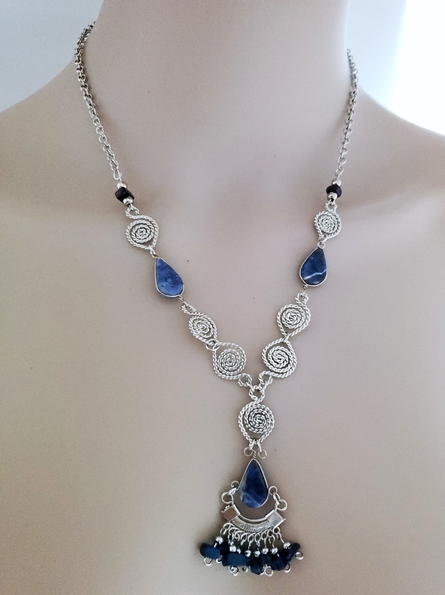 Handcrafted Necklaces Set with Natural Stone-SODALITE