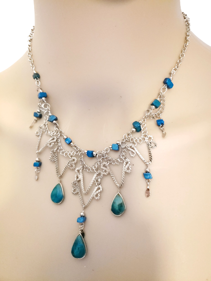 Natural Stone Necklaces Set Turquoise Peruvian Chrysocolla