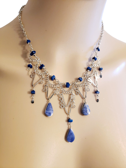 Handcrafted Necklaces Set with Natural Stone-SODALITE