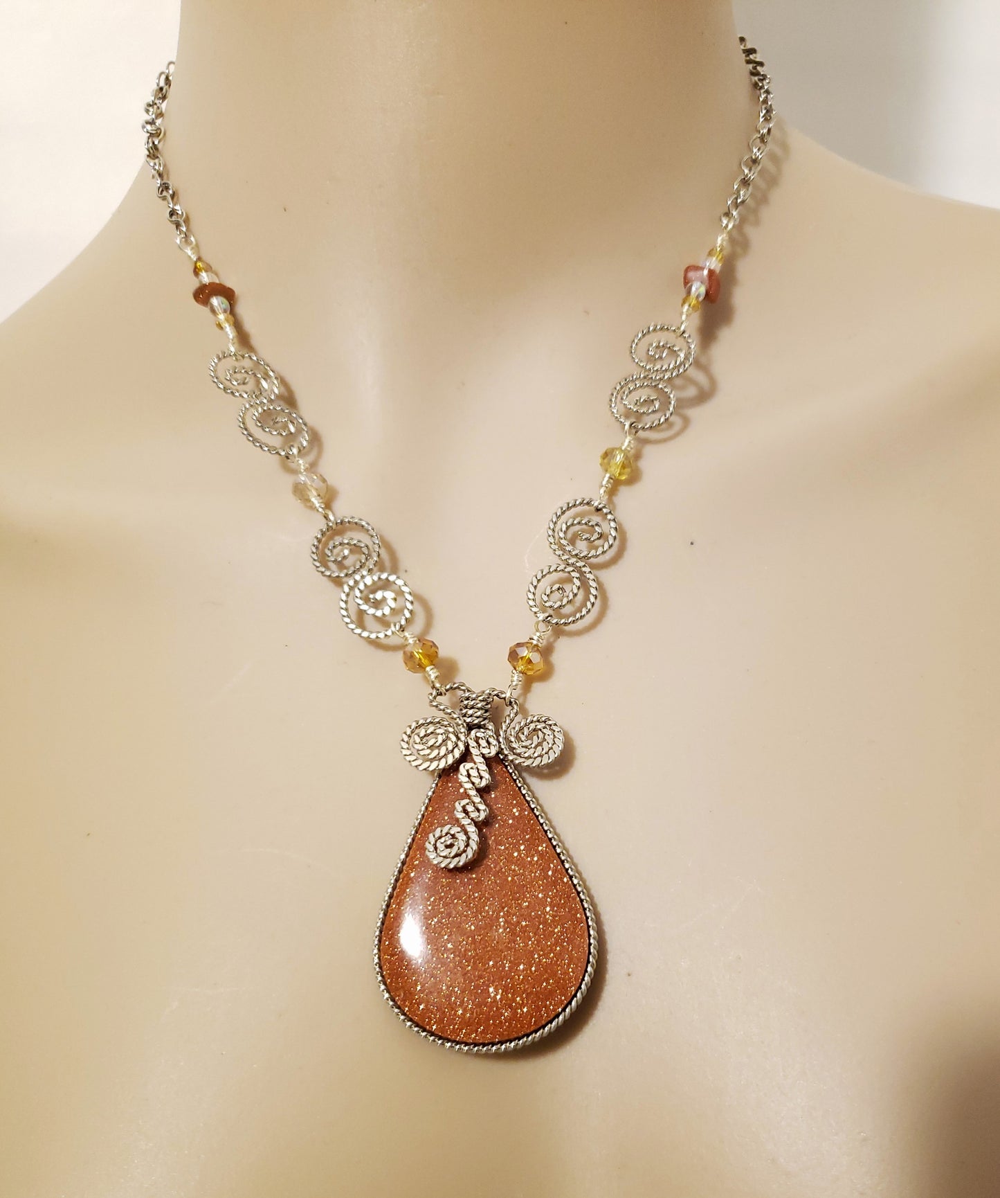 Handcrafted Necklaces-Pendants Natural Stone Teardrop design Pink Opal-Sodalite-Leopardine-Celestine-Serpentine-Peruanita-Gold Stone