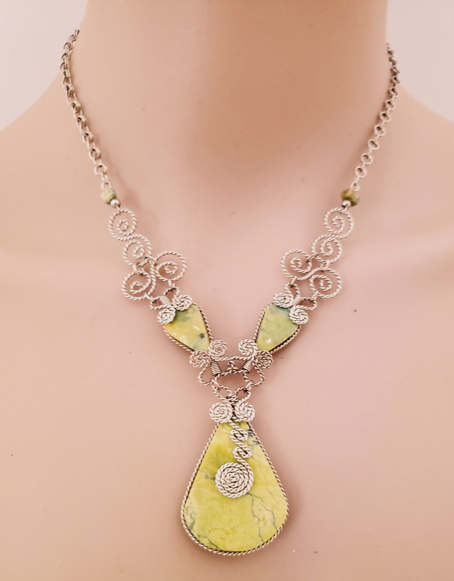 Handcrafted Necklaces-Pendants Natural Stone Teardrop design Pink Opal-Sodalite-Leopardine-Celestine-Serpentine-Peruanita-Gold Stone