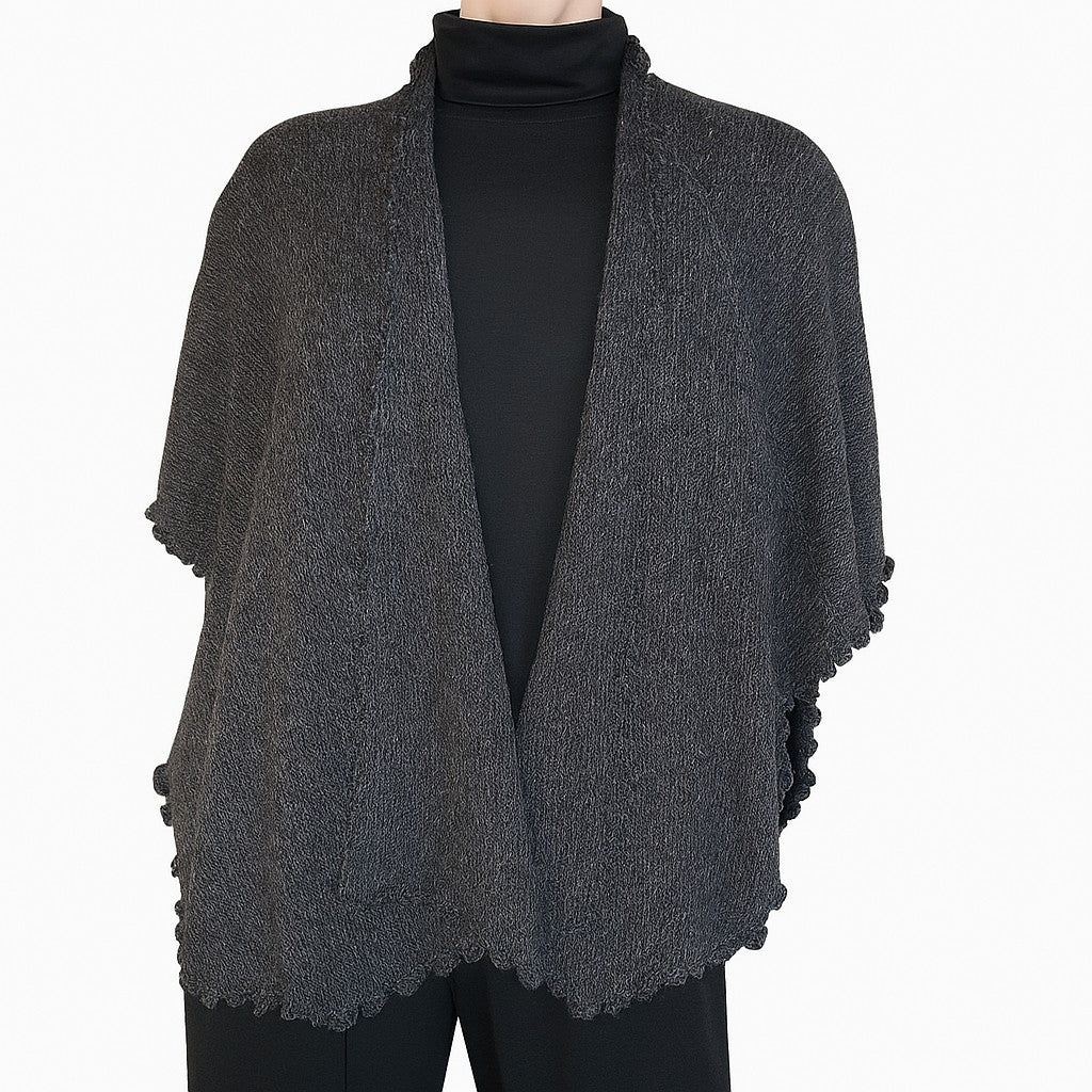 Alpaca Ruana - Cape - Wraps with Soft Waves 'Reversible