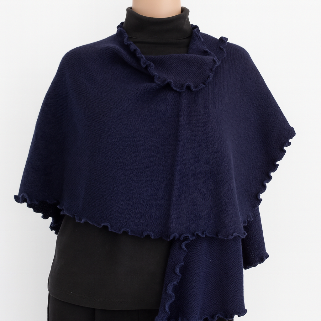 Alpaca Ruana - Cape - Wraps with Soft Waves 'Reversible