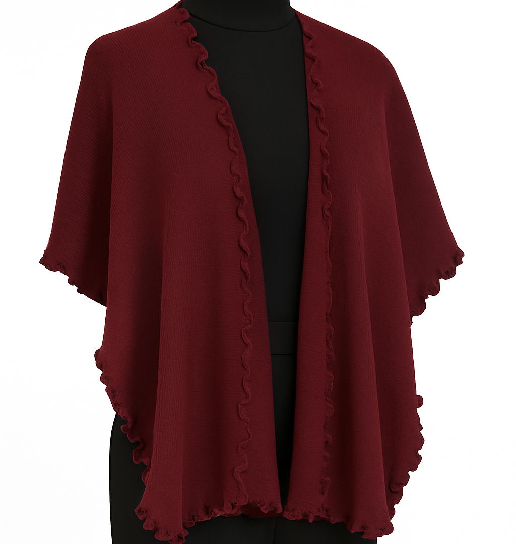 Alpaca Ruana - Cape - Wraps with Soft Waves 'Reversible