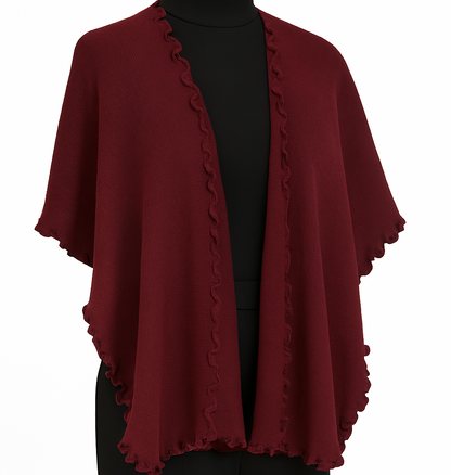 Alpaca Ruana - Cape - Wraps with Soft Waves 'Reversible