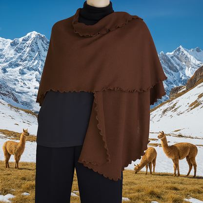 Alpaca Ruana - Cape - Wraps with Soft Waves 'Reversible