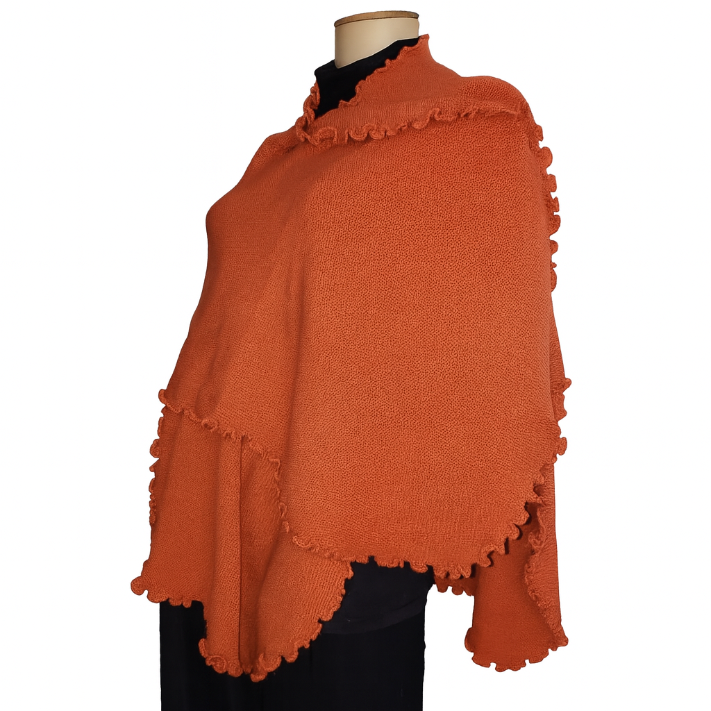 Alpaca Ruana - Cape - Wraps with Soft Waves 'Reversible