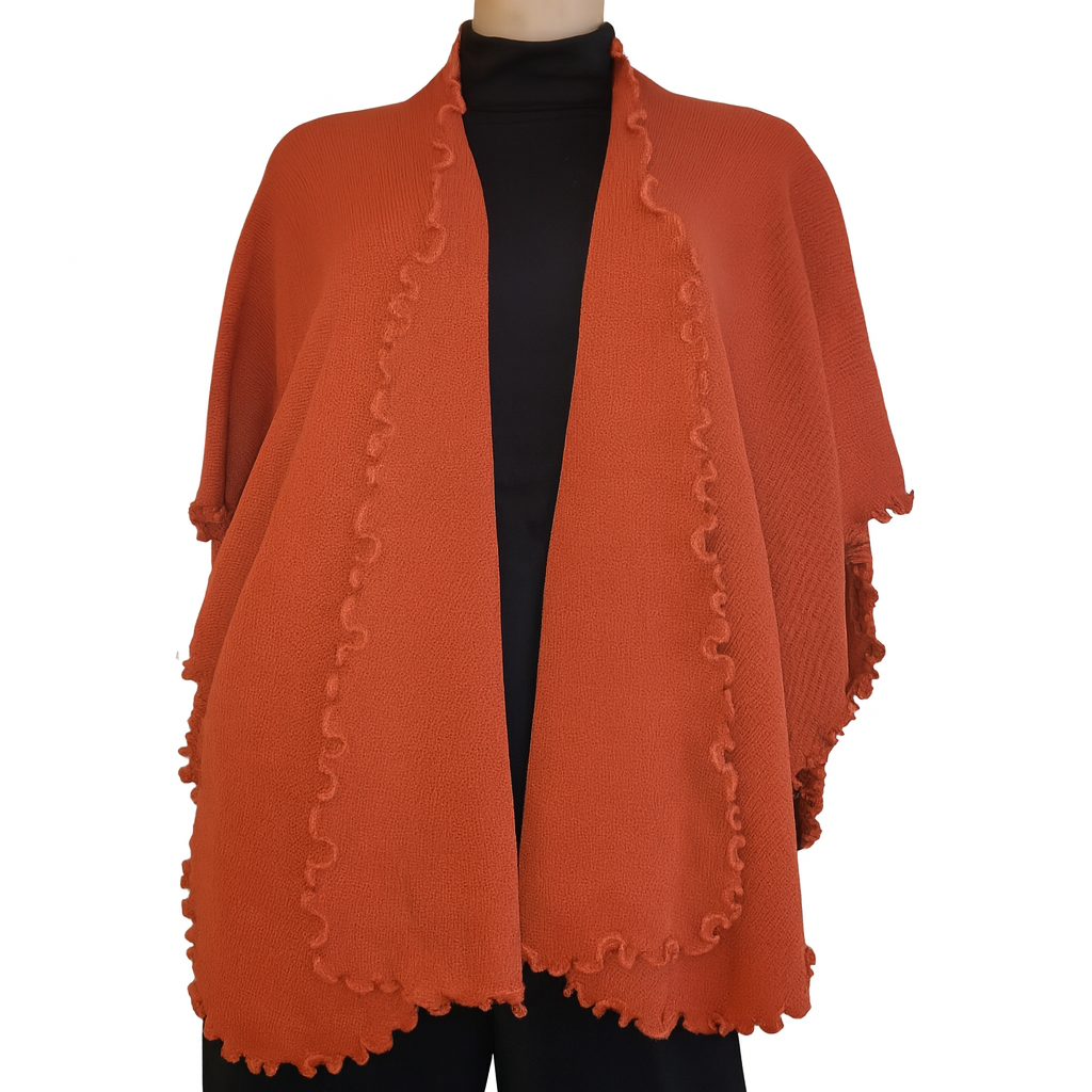 Alpaca Ruana - Cape - Wraps with Soft Waves 'Reversible