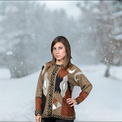 Cream Women's Alpaca Button Cardigan Sweater, 'NAZCA LINES SWEATER