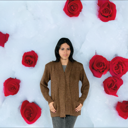 Alpaca Authentic Women's Sweater, Cardigan Blended 'Open Front