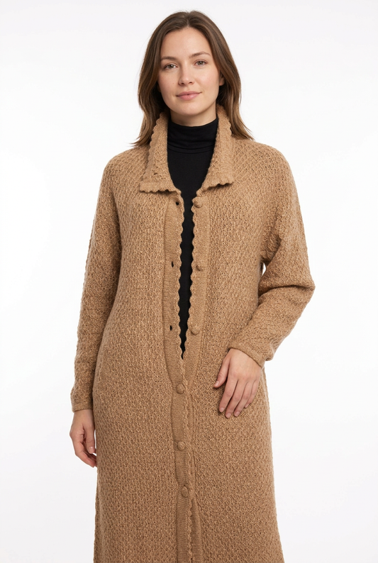 SW120 vicuna coat front model view