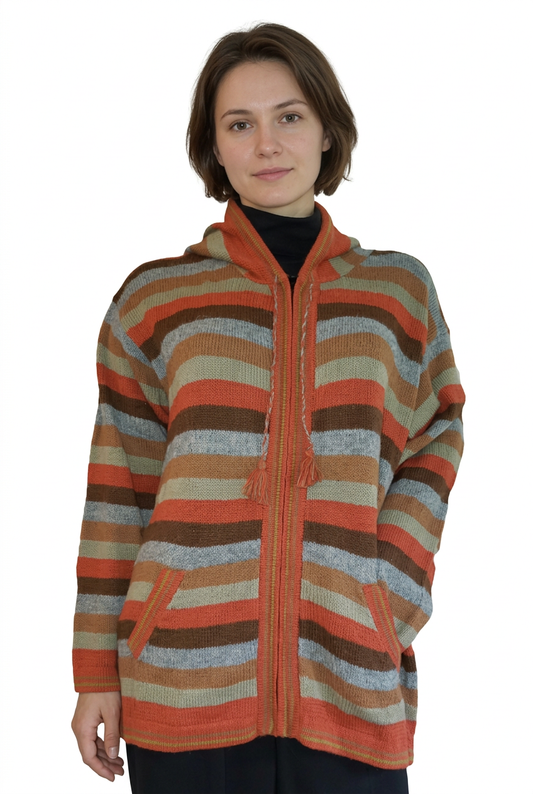 Multicolor striped hoodie front preview