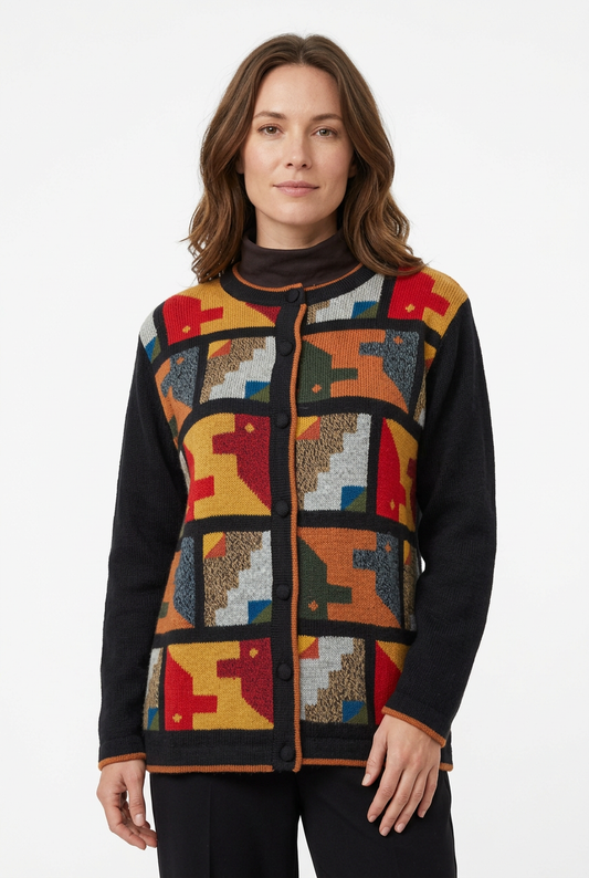 SW1504.GEO black cardigan front-view model preview