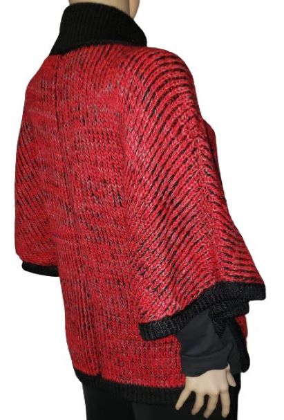 Knitted Cape Alpaca Blend, with Buttons - 'Kimono