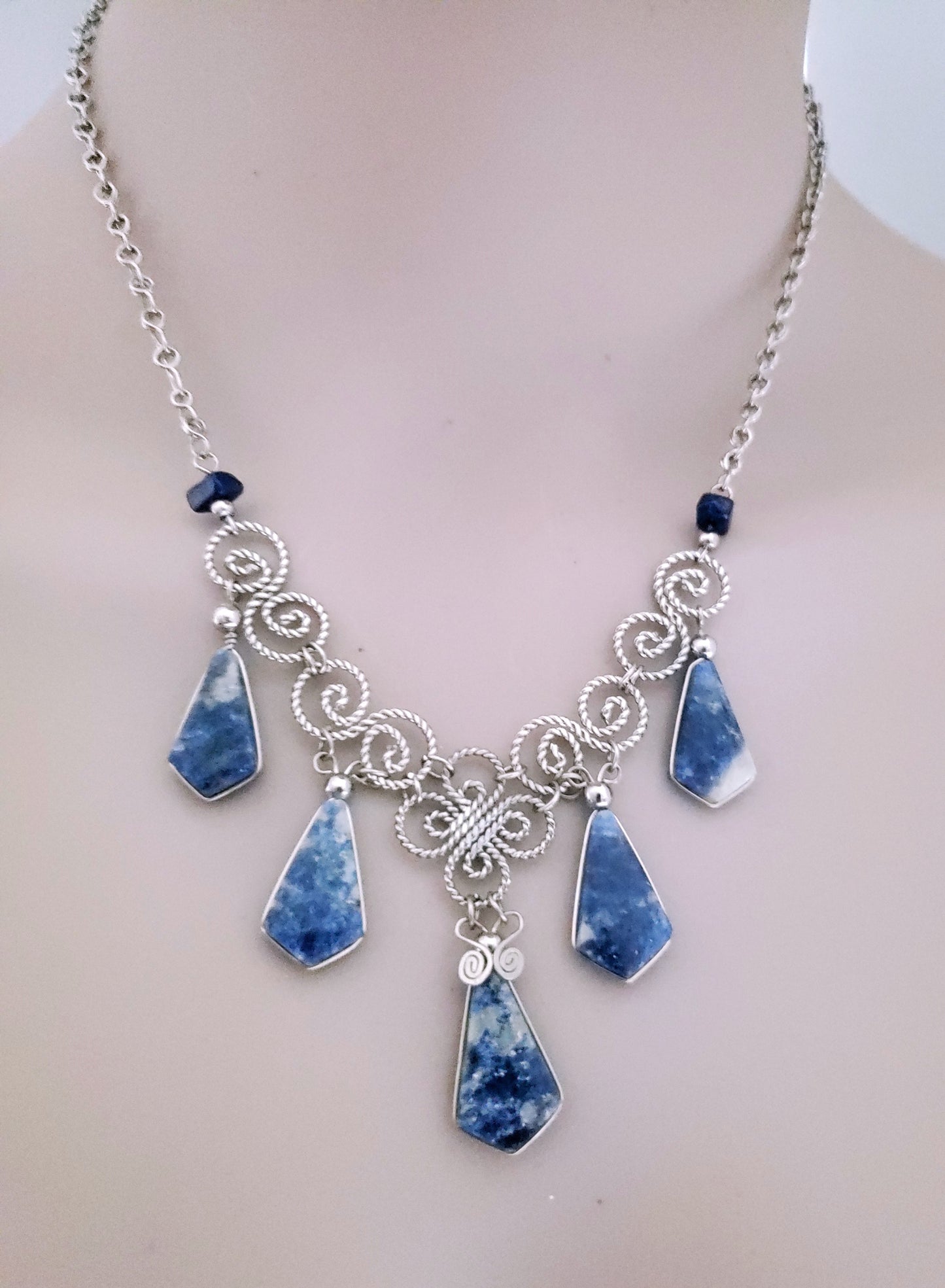 Handcrafted Necklaces Set with Natural Stone-SODALITE