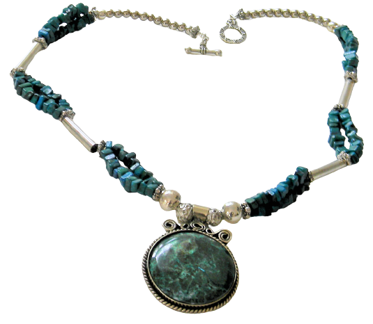 Handcrafted Turquoise Necklaces with Natural Stone-Chrysocolla