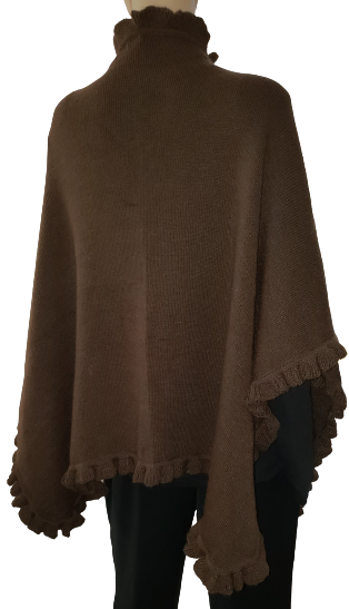 Alpaca Ruana, Cape with Ruffles-Warm & Extravagant Reversible