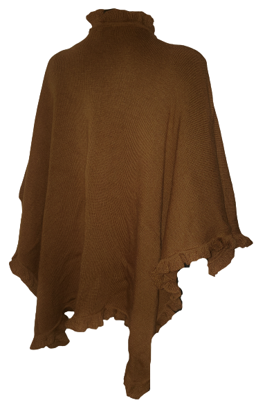 Alpaca Ruana, Cape with Ruffles-Warm & Extravagant Reversible