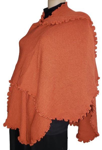 RUANA CAPE  WRAP ALPACA BLEND CARROT COLOR