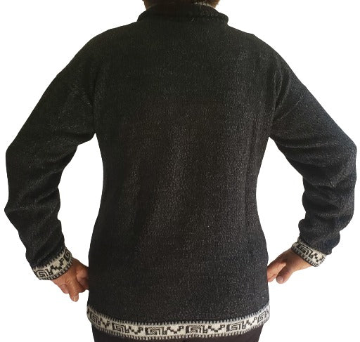 Grey Women's Alpaca Sweater, Full Zipper Sweater