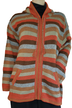 Alpaca Unisex Hoodie Full Zip Stripe Sweater